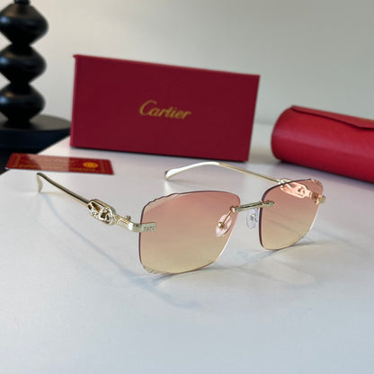 Cartier Lightweight Metal Rimless Gold Lens Sunglasses for Men & Wome - 399011