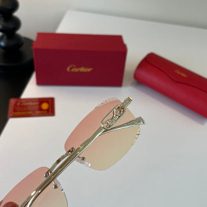 Cartier Lightweight Metal Rimless Gold Lens Sunglasses for Men & Wome - 399011 - detail image 7