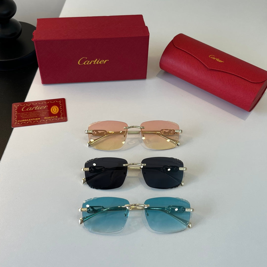 Cartier Lightweight Metal Rimless Gold Lens Sunglasses for Men & Wome - 399011 - detail image 9