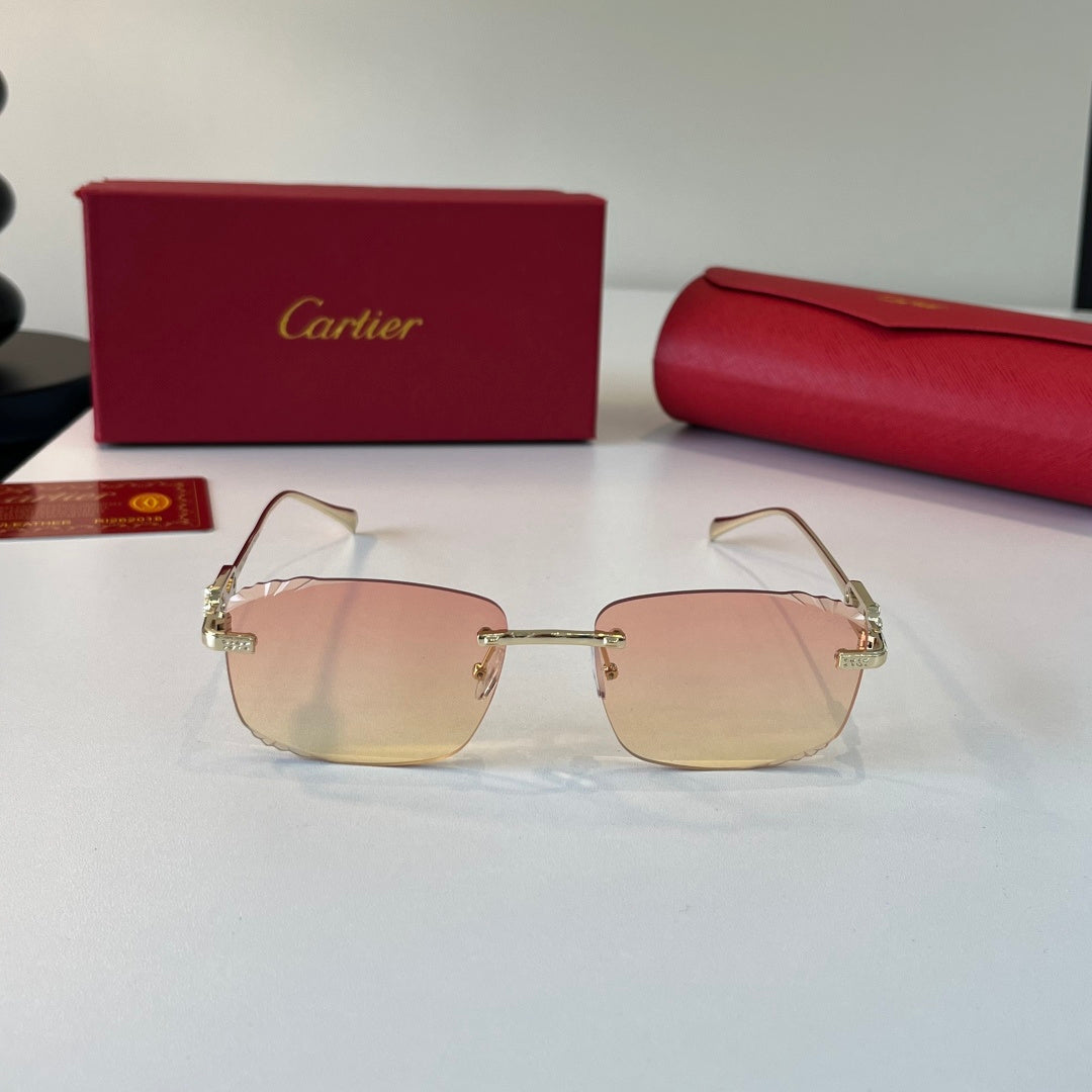Cartier Lightweight Metal Rimless Gold Lens Sunglasses for Men & Wome - 399011 - detail image 2