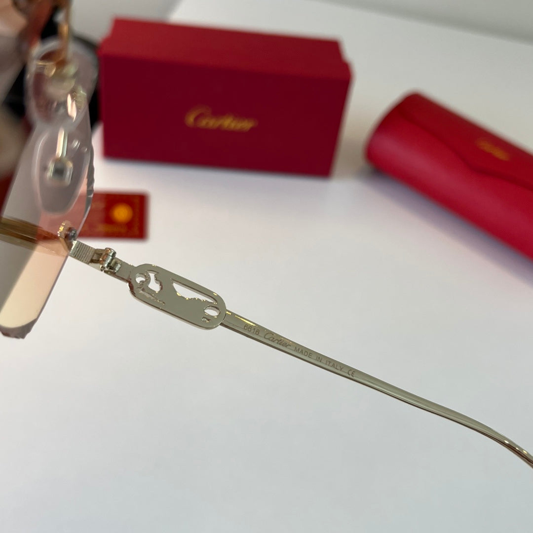 Cartier Lightweight Metal Rimless Gold Lens Sunglasses for Men & Wome - 358467 - detail image 10