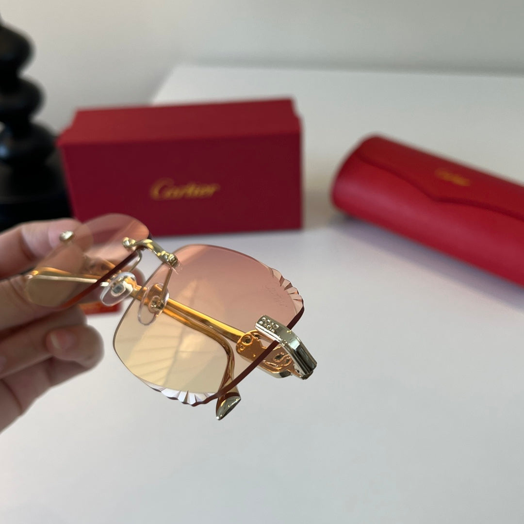 Cartier Lightweight Metal Rimless Gold Lens Sunglasses for Men & Wome - 399011 - detail image 6