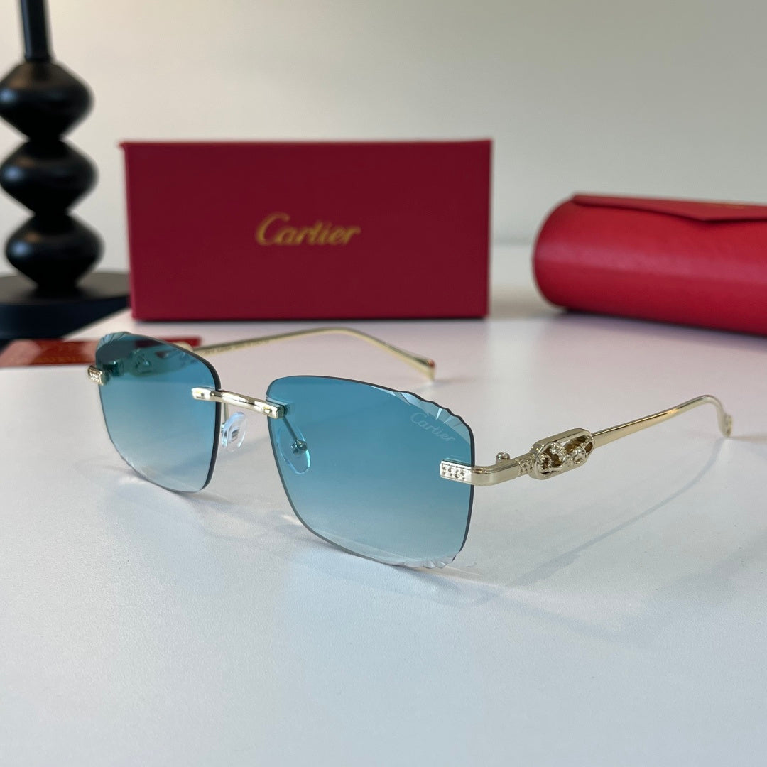 Cartier Lightweight Metal Rimless Blue Lens Sunglasses for Men & Wome - 432308 - detail image 3