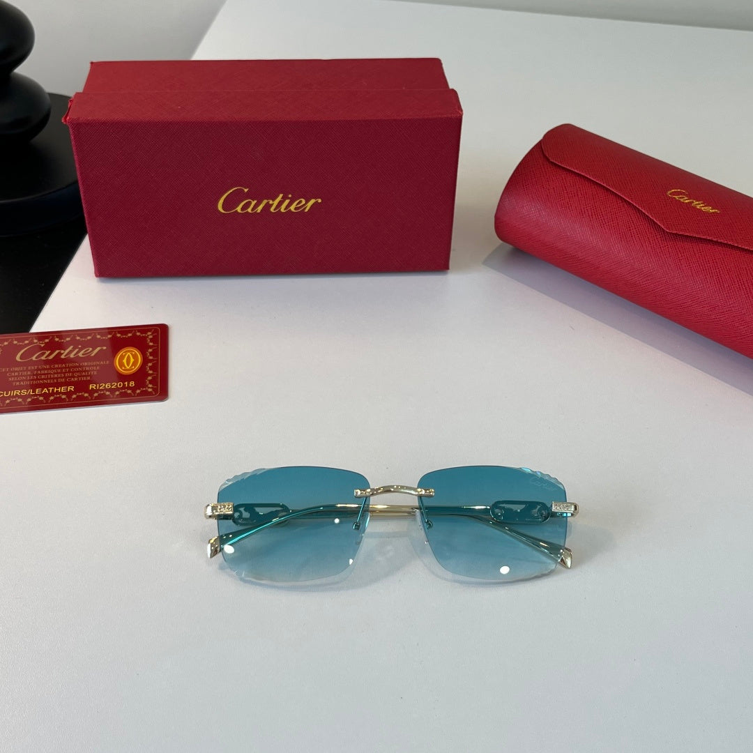 Cartier Lightweight Metal Rimless Blue Lens Sunglasses for Men & Wome - 432308 - detail image 4