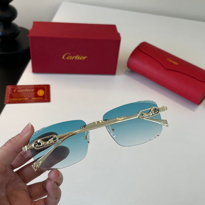 Cartier Lightweight Metal Rimless Blue Lens Sunglasses for Men & Wome - 432308 - detail image 8
