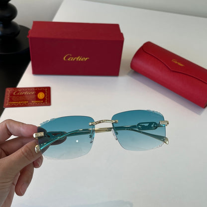 Cartier Lightweight Metal Rimless Blue Lens Sunglasses for Men & Wome - 432308 - detail image 5