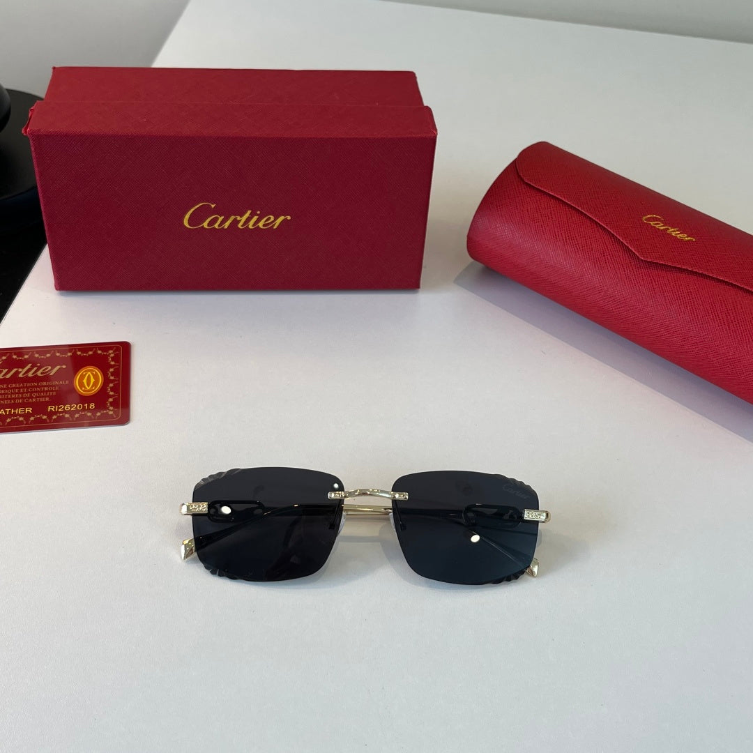 Cartier Lightweight Metal Rimless Silver Lens Sunglasses for Men & Wo - 358469 - detail image 4