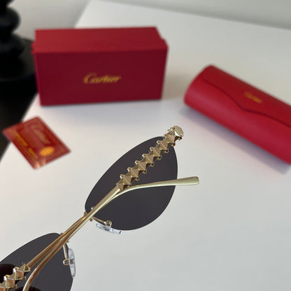 Cartier Lightweight Metal Rimless Silver Lens Sunglasses for Men & Wo - 358470 - detail image 7