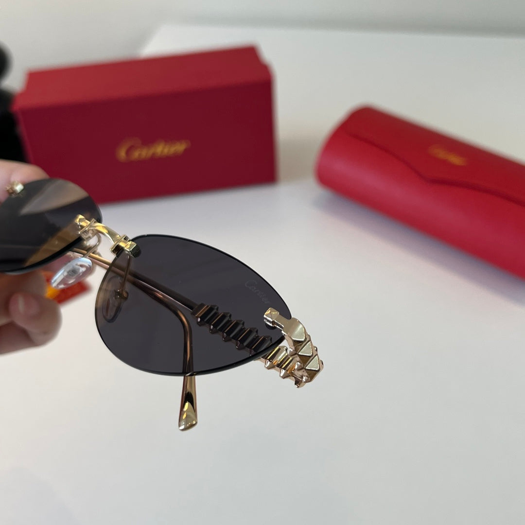 Cartier Lightweight Metal Rimless Silver Lens Sunglasses for Men & Wo - 358470 - detail image 6