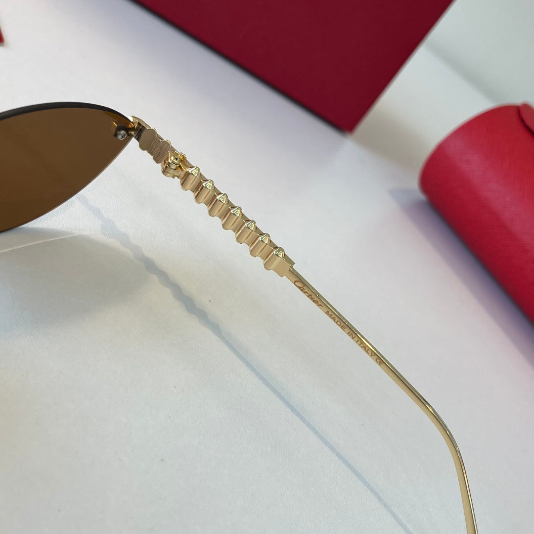 Cartier Lightweight Metal Rimless Brown Lens Sunglasses for Men & Wom - 399015 - detail image 10