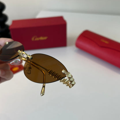 Cartier Lightweight Metal Rimless Brown Lens Sunglasses for Men & Wom - 399015 - detail image 6