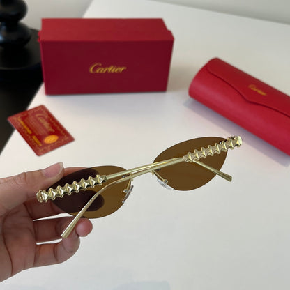 Cartier Lightweight Metal Rimless Brown Lens Sunglasses for Men & Wom - 399015 - detail image 8