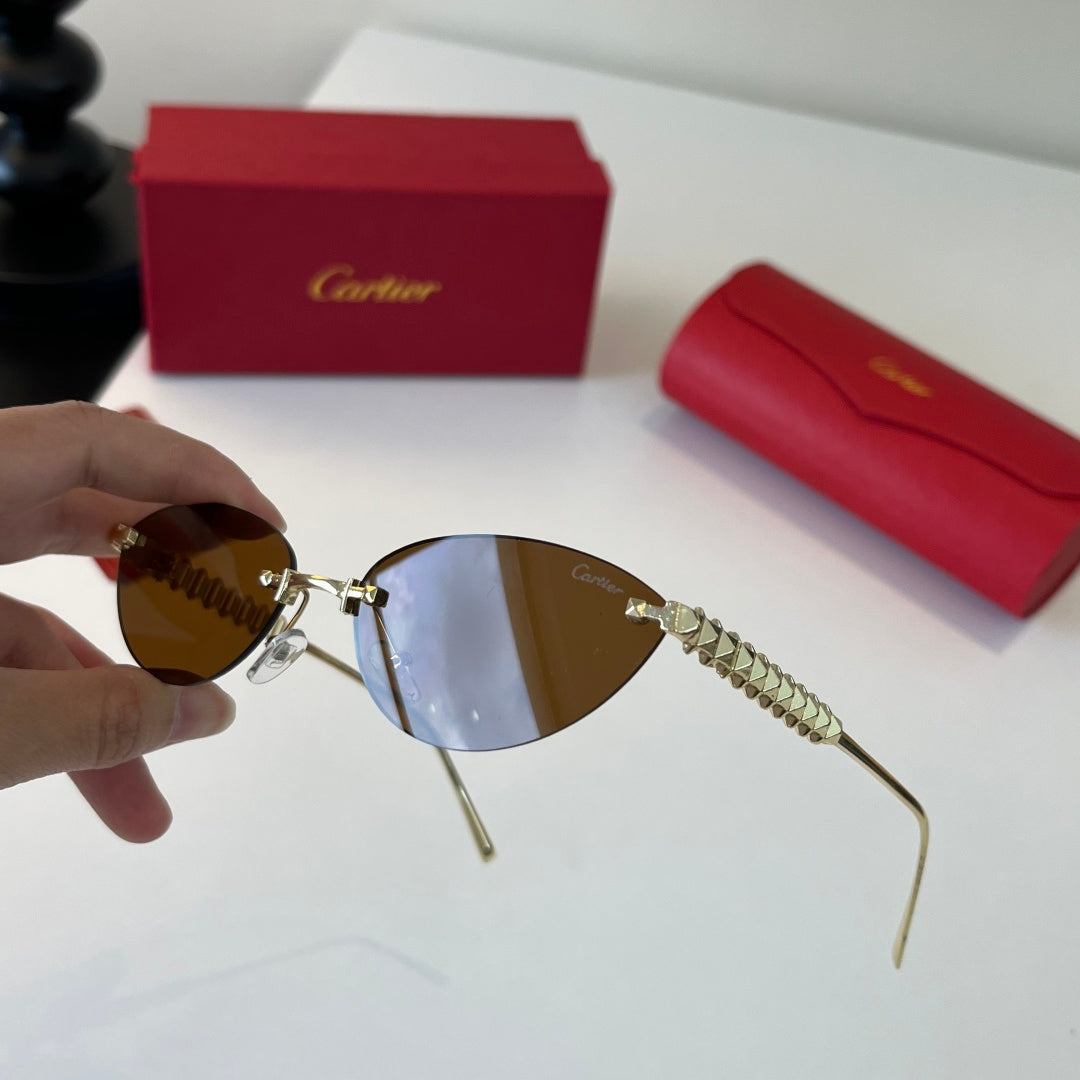 Cartier Lightweight Metal Rimless Brown Lens Sunglasses for Men & Wom - 399015 - detail image 9