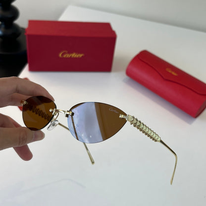 Cartier Lightweight Metal Rimless Brown Lens Sunglasses for Men & Wom - 399015 - detail image 9