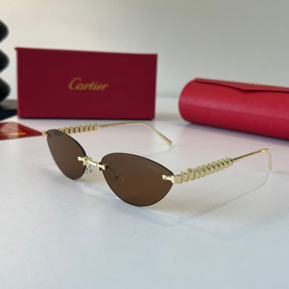 Cartier Lightweight Metal Rimless Brown Lens Sunglasses for Men & Wom - 399015 - detail image 3