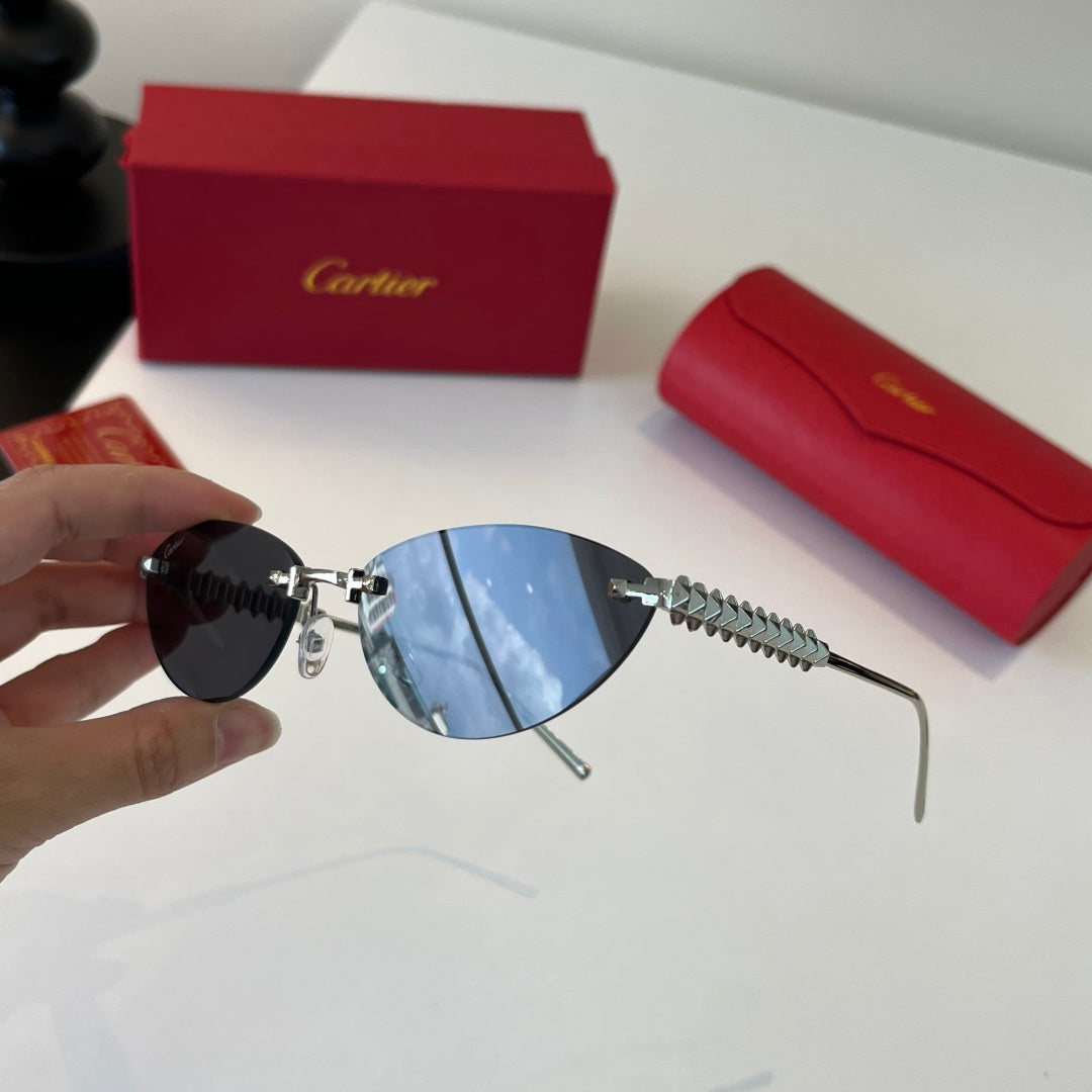 Cartier Lightweight Metal Rimless Silver Lens Sunglasses for Men & Wo - 399016 - detail image 9