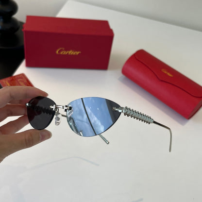 Cartier Lightweight Metal Rimless Silver Lens Sunglasses for Men & Wo - 399016 - detail image 9
