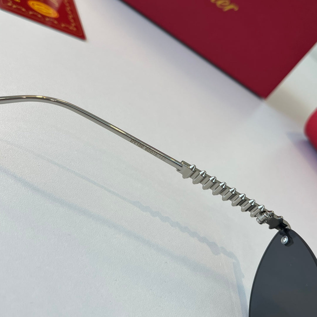 Cartier Lightweight Metal Rimless Silver Lens Sunglasses for Men & Wo - 358472 - detail image 10