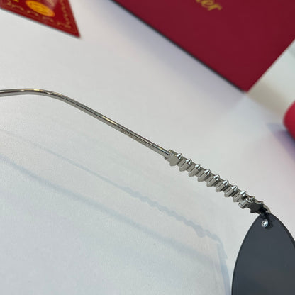 Cartier Lightweight Metal Rimless Silver Lens Sunglasses for Men & Wo - 358472 - detail image 10