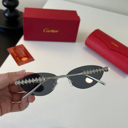Cartier Lightweight Metal Rimless Silver Lens Sunglasses for Men & Wo - 358472 - detail image 8