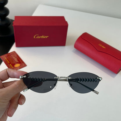 Cartier Lightweight Metal Rimless Silver Lens Sunglasses for Men & Wo - 358472 - detail image 5