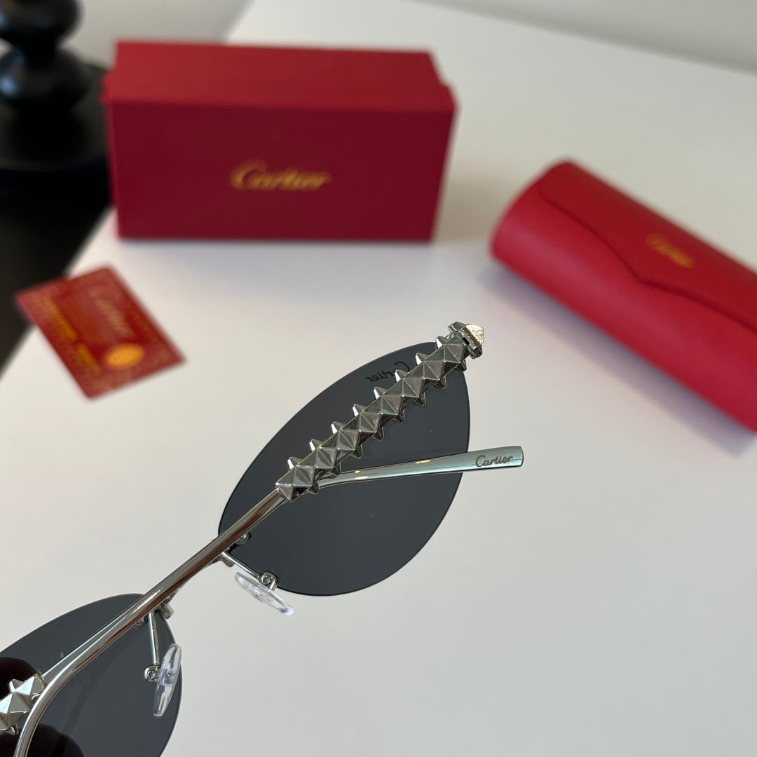 Cartier Lightweight Metal Rimless Silver Lens Sunglasses for Men & Wo - 399016 - detail image 7