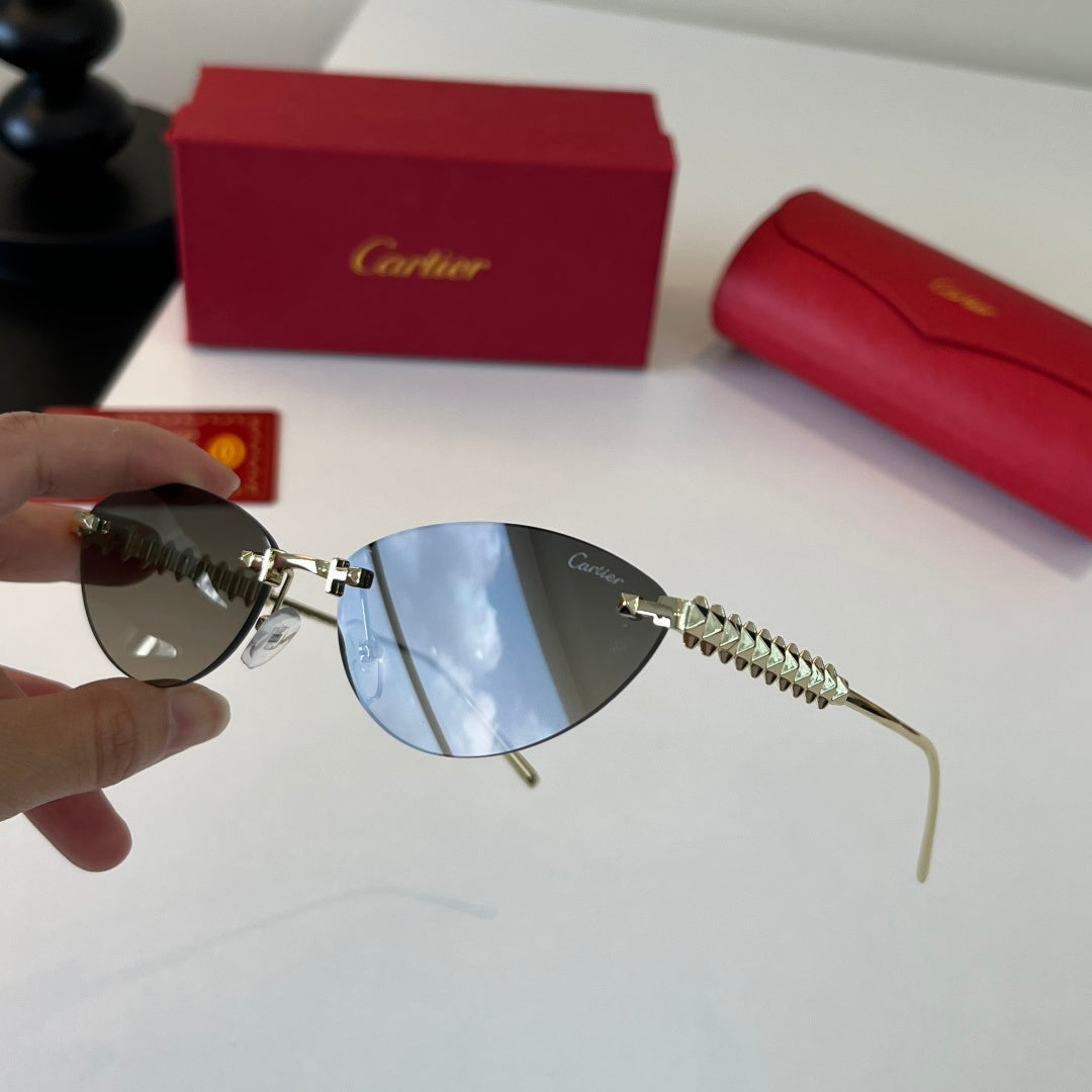 Cartier Lightweight Metal Rimless Silver Lens Sunglasses for Men & Wo - 358473 - detail image 8