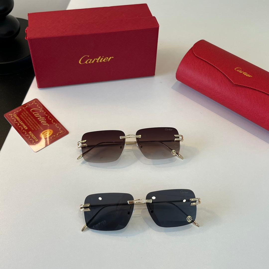 Cartier Lightweight Metal Rimless Silver Lens Sunglasses for Men & Wo - 358474 - detail image 11