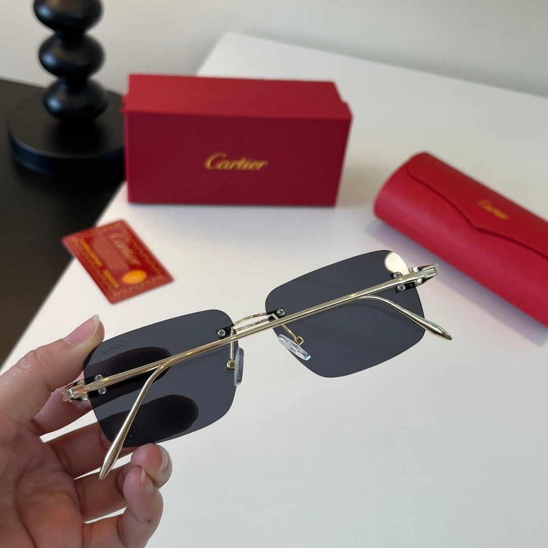 Cartier Lightweight Metal Rimless Silver Lens Sunglasses for Men & Wo - 358474 - detail image 7
