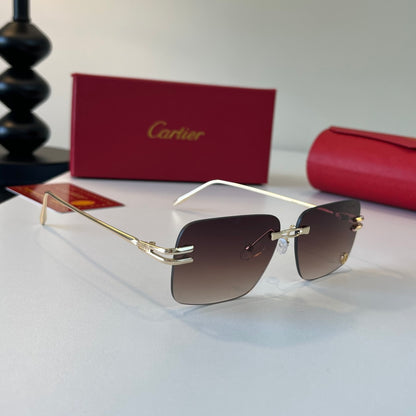 Cartier Lightweight Metal Rimless Silver Lens Sunglasses for Men & Wo - 358475