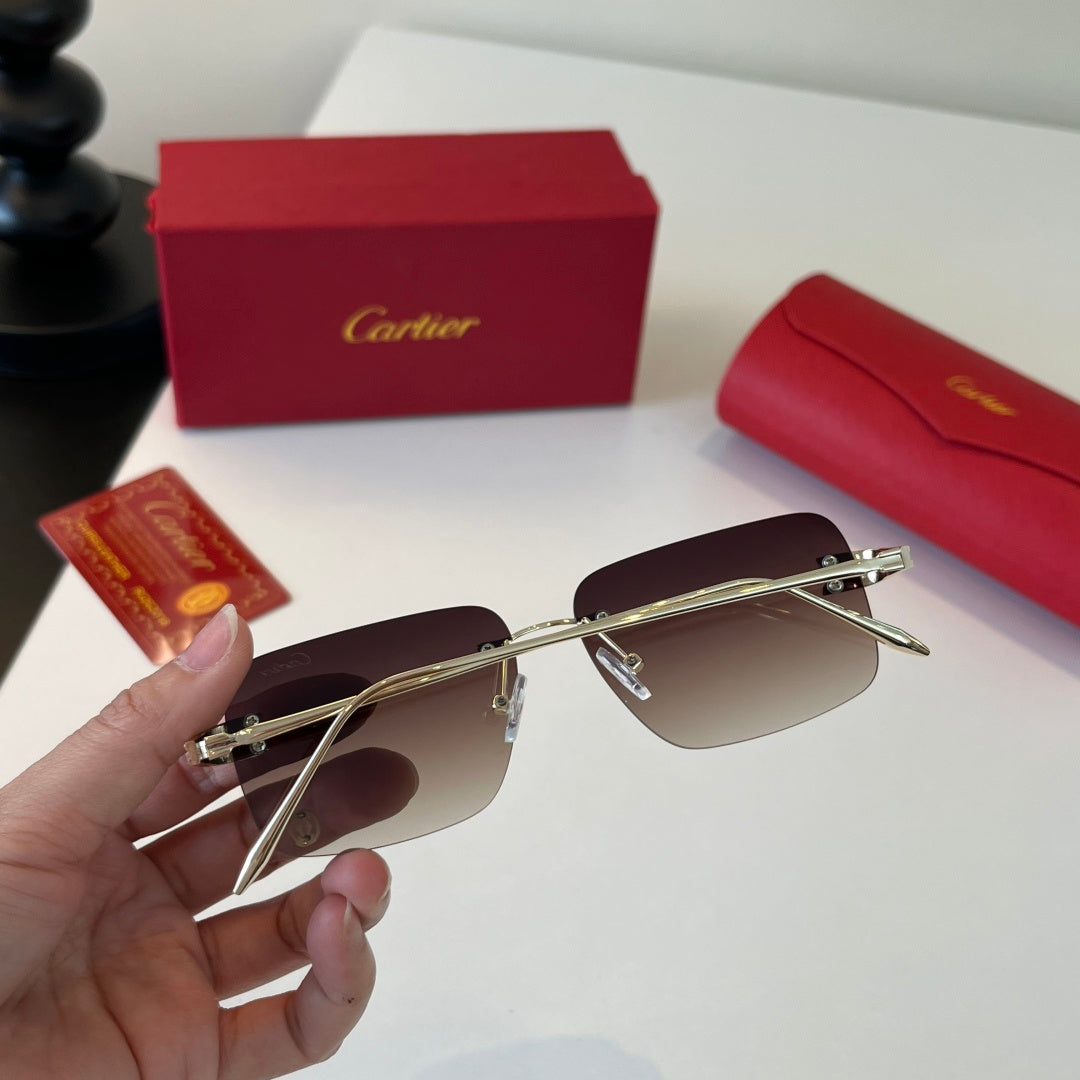 Cartier Lightweight Metal Rimless Silver Lens Sunglasses for Men & Wo - 465726 - detail image 8