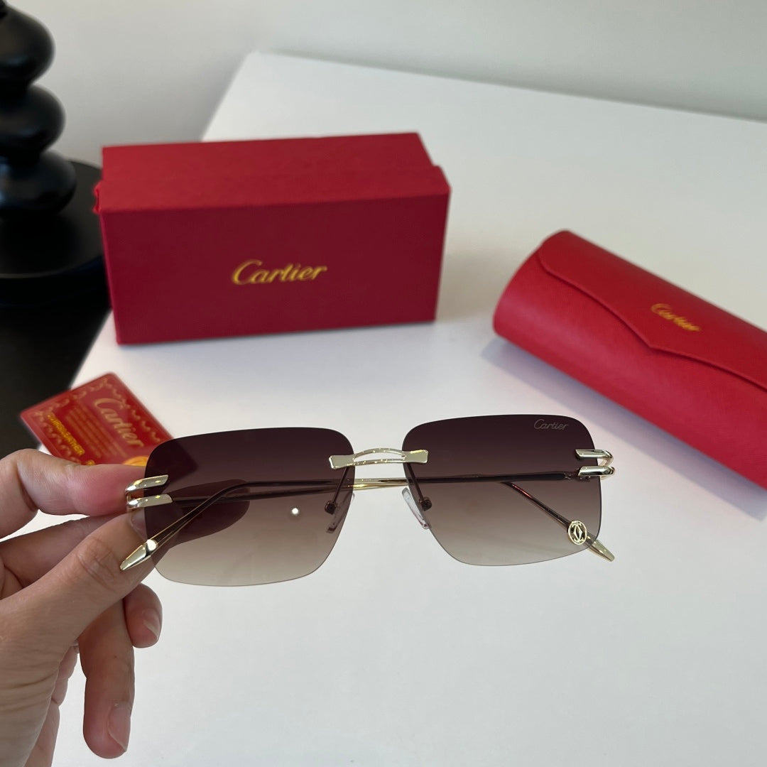Cartier Lightweight Metal Rimless Silver Lens Sunglasses for Men & Wo - 358475 - detail image 5