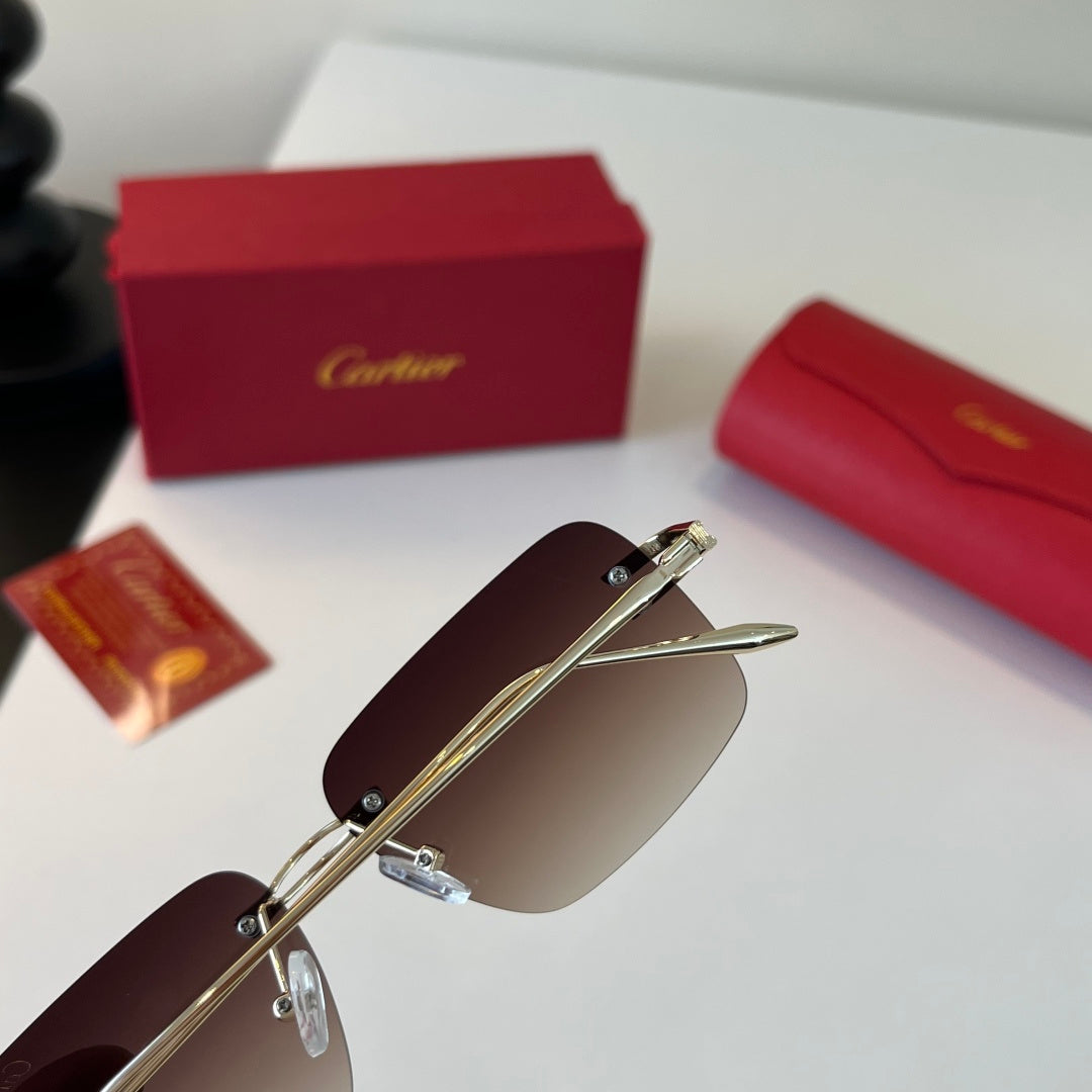 Cartier Lightweight Metal Rimless Silver Lens Sunglasses for Men & Wo - 465726 - detail image 7