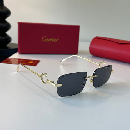 Cartier Lightweight Metal Rimless Silver Lens Sunglasses for Men & Wo - 358476
