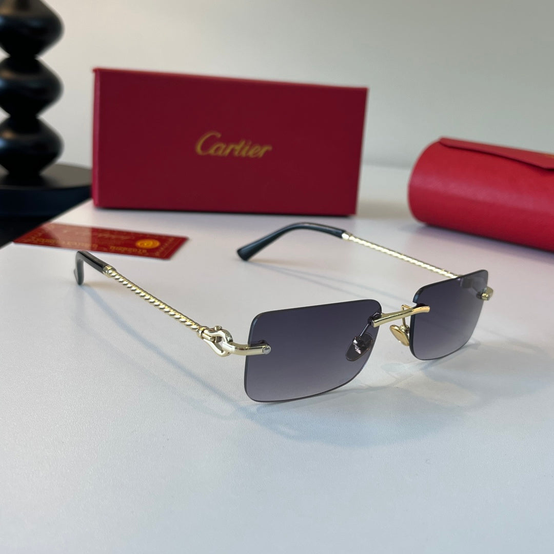 Cartier Lightweight Metal Rimless Silver Lens Sunglasses for Men & Wo - 358477