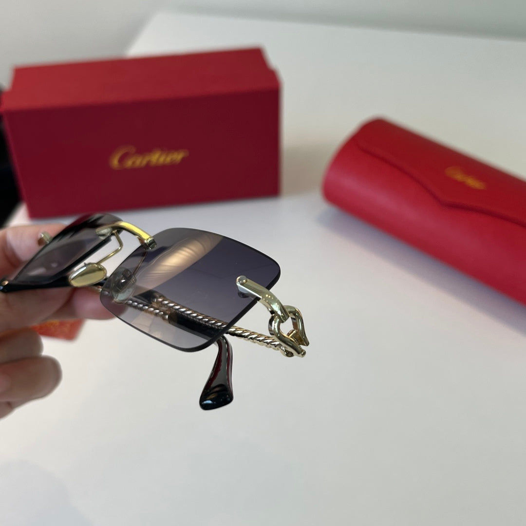 Cartier Lightweight Metal Rimless Silver Lens Sunglasses for Men & Wo - 358477 - detail image 7