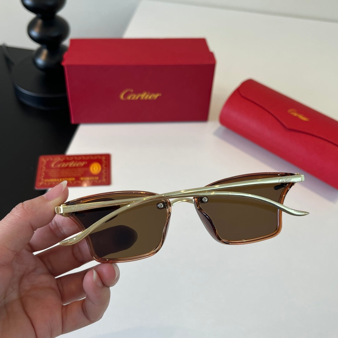 Cartier Lightweight Metal Rimless Brown Lens Sunglasses for Men & Wom - 432295 - detail image 7
