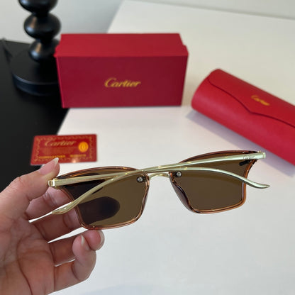 Cartier Lightweight Metal Rimless Brown Lens Sunglasses for Men & Wom - 432295 - detail image 7