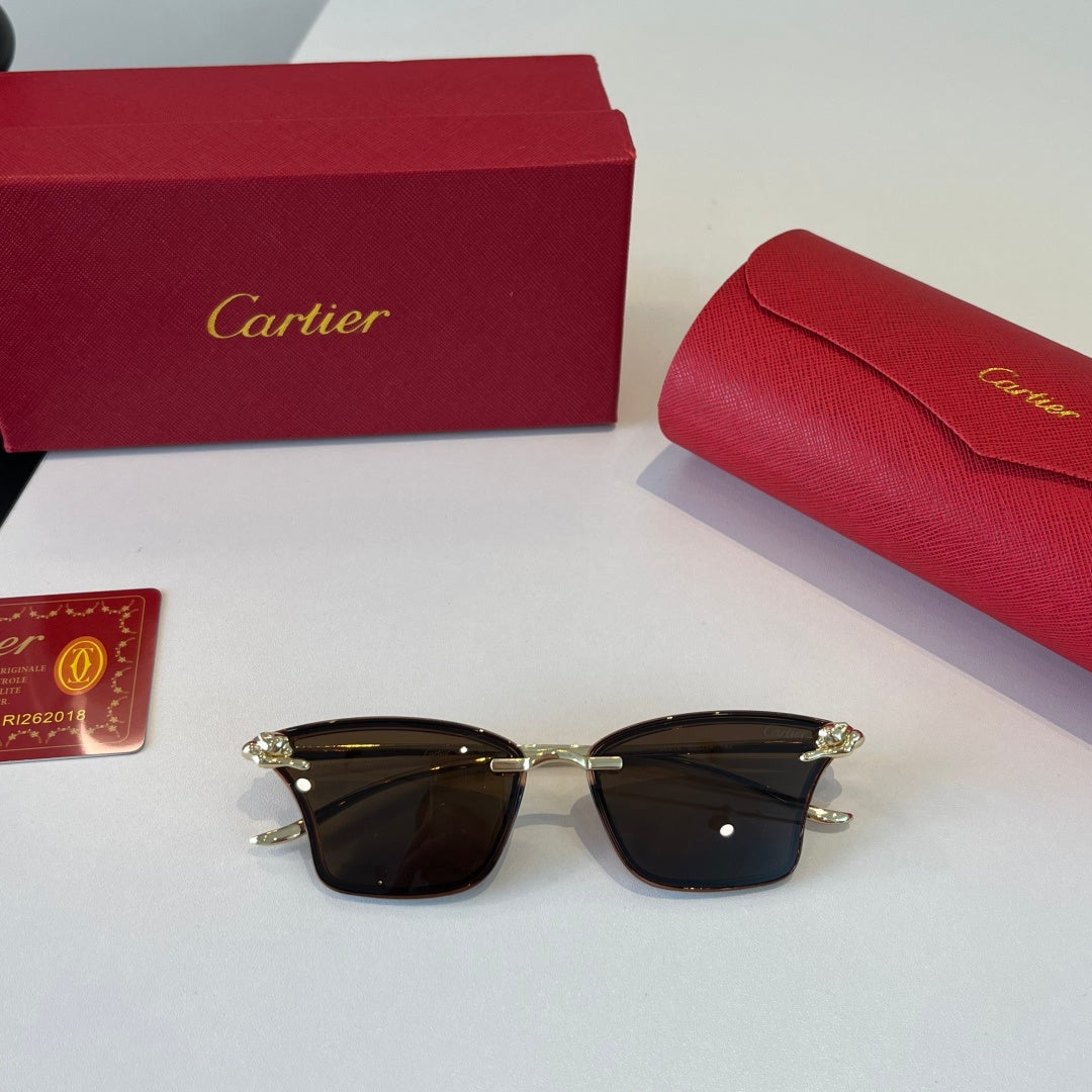 Cartier Lightweight Metal Rimless Brown Lens Sunglasses for Men & Wom - 372275 - detail image 4