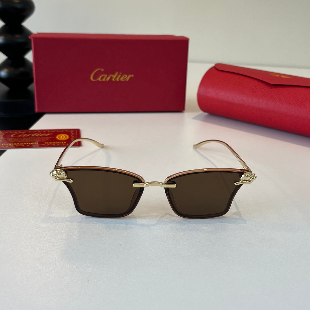 Cartier Lightweight Metal Rimless Brown Lens Sunglasses for Men & Wom - 487327 - detail image 2