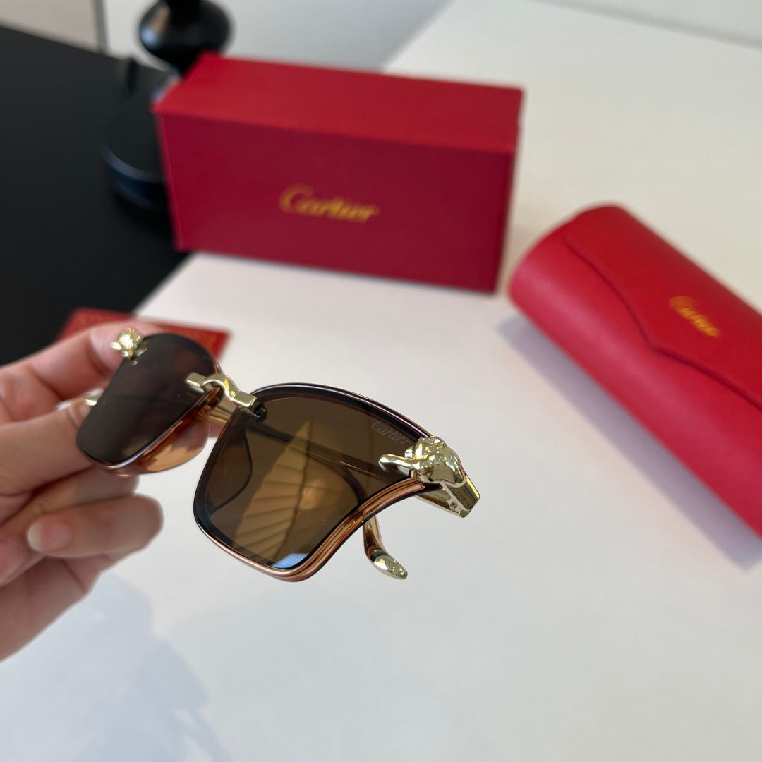 Cartier Lightweight Metal Rimless Brown Lens Sunglasses for Men & Wom - 415919 - detail image 6