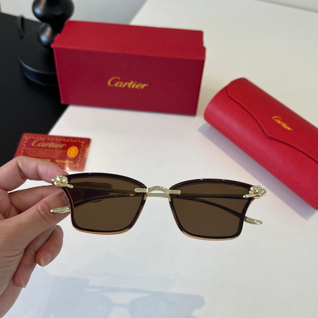 Cartier Lightweight Metal Rimless Brown Lens Sunglasses for Men & Wom - 415919 - detail image 5