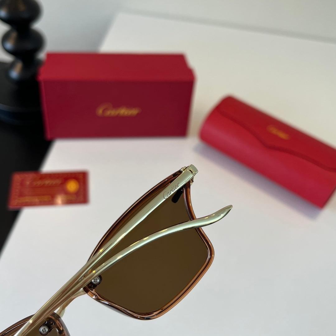 Cartier Lightweight Metal Rimless Brown Lens Sunglasses for Men & Wom - 372275 - detail image 8
