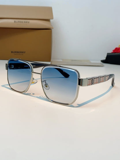 Burberry Metal Square Blue Lens Sunglasses for Men - 382870