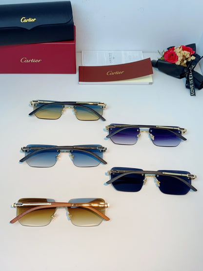 Cartier Lightweight Metal Rimless Blue Lens Sunglasses for Men & Wome - 358516 - detail image 12