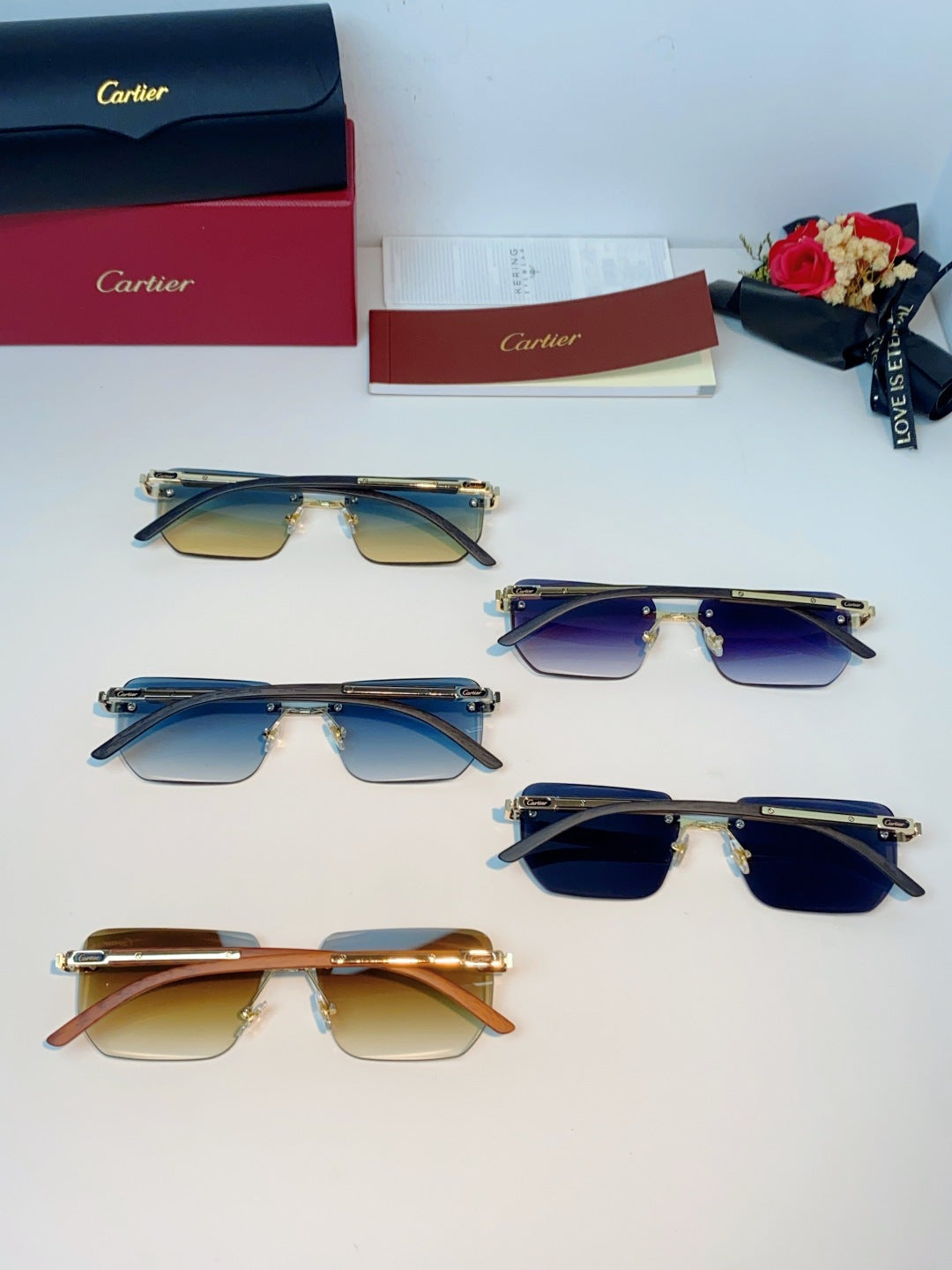 Cartier Lightweight Metal Rimless Gold Lens Sunglasses for Men & Wome - 358512 - detail image 12
