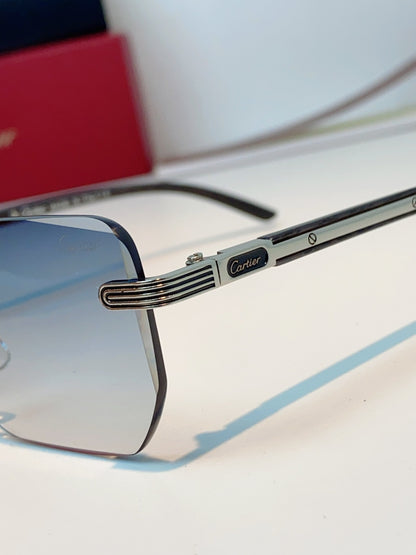 Cartier Lightweight Metal Rimless Silver Lens Sunglasses for Men & Wo - 358513 - detail image 7