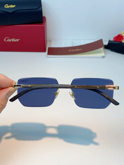 Cartier Lightweight Metal Rimless Blue Lens Sunglasses for Men & Wome - 358516 - detail image 5