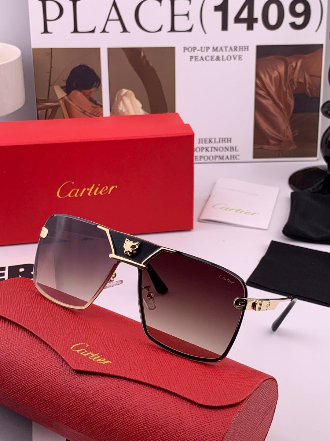 Cartier K11735 Fashion Black Lens Sunglasses for Men & Women - 358498