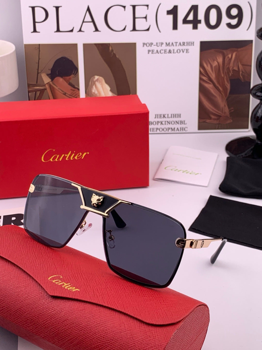 Cartier K11735 Fashion Black Lens Sunglasses for Men & Women - 358498 - detail image 2